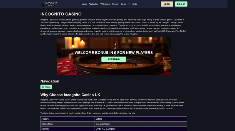 Incognito casino uk, incognito casino app